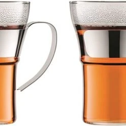 Latte Cups Bodum Assam Glass With Steel Handle 350 Ml, 2 Pcs